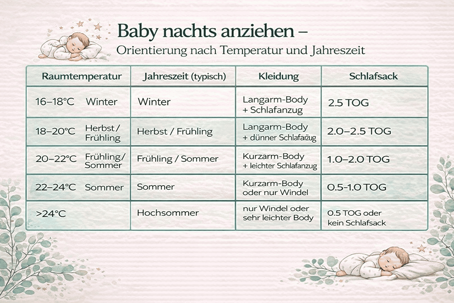 Temperatur Babyschlaf