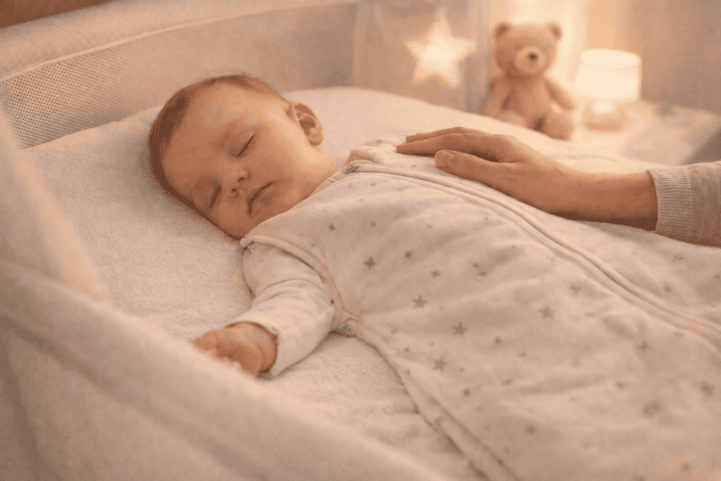 Baby schläft friedlich auf dem Rücken