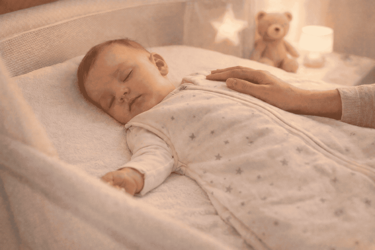 Baby schläft friedlich auf dem Rücken